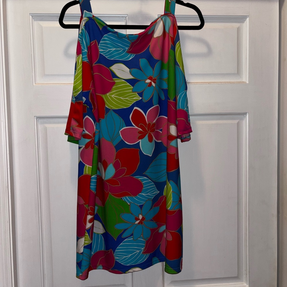 Jude Connally Blue and Pink Patterned Dress